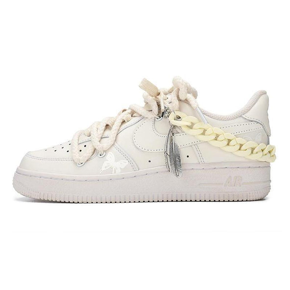 [Custom Female leaf off-white]  Air Force 1 Skateboarding Shoes Women's