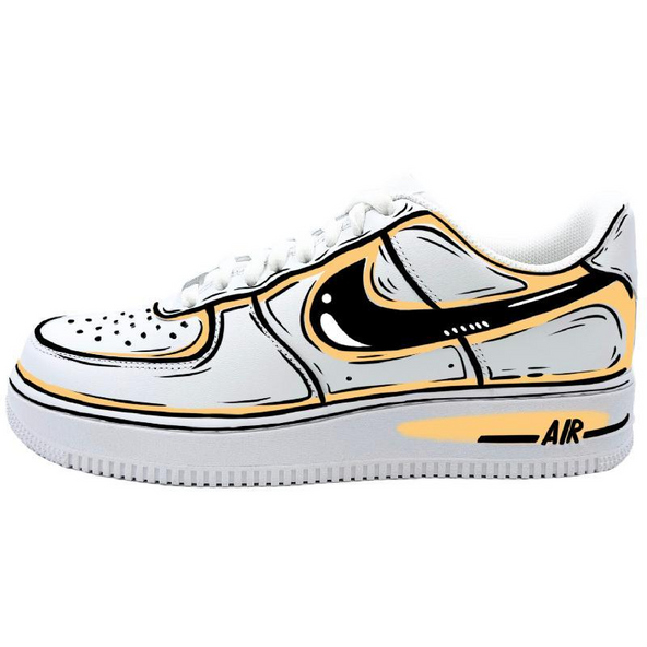 [Custom Female 2D yellow style]  Air Force 1 Skateboarding Shoes Women's