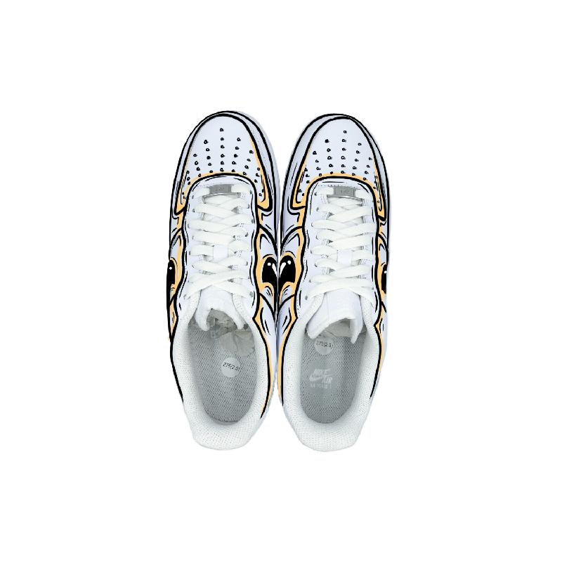 [Custom Female 2D yellow style]  Air Force 1 Skateboarding Shoes Women's
