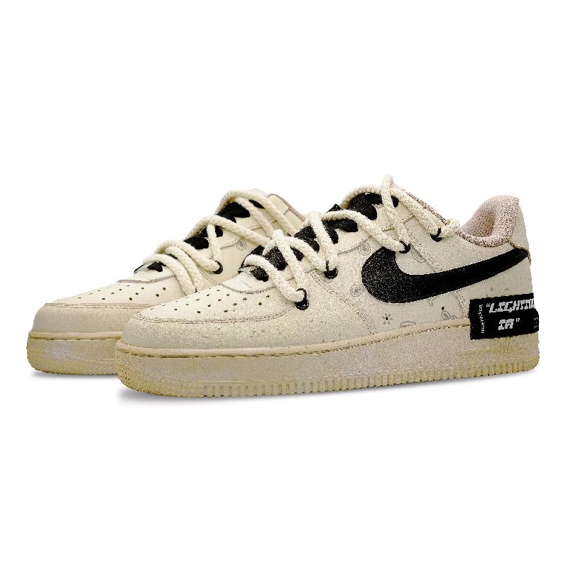 [Custom Women's coffee dyed cashew flower]  Air Force 1 Skateboard Shoes Women's Low-Top Brown