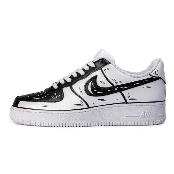 [Custom AF1 Yin-Yang 2D Black and White]  Air Force 1 Skateboarding Shoes Women's Low-top Black/White