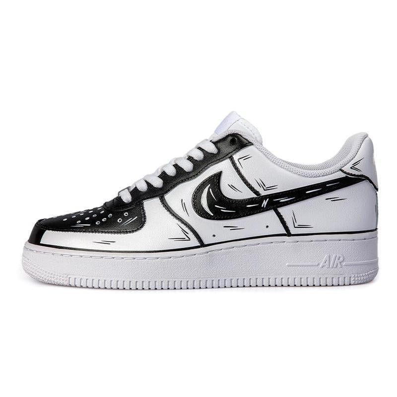 [Custom AF1 Yin-Yang 2D Black and White]  Air Force 1 Skateboarding Shoes Women's Low-top Black/White
