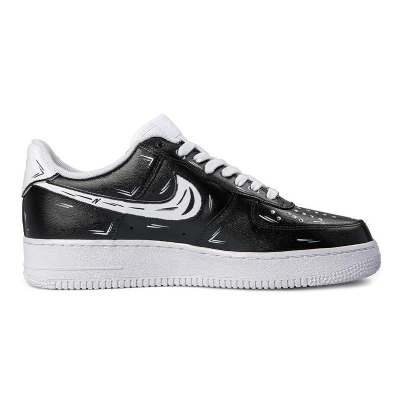 [Custom AF1 Yin-Yang 2D Black and White]  Air Force 1 Skateboarding Shoes Women's Low-top Black/White