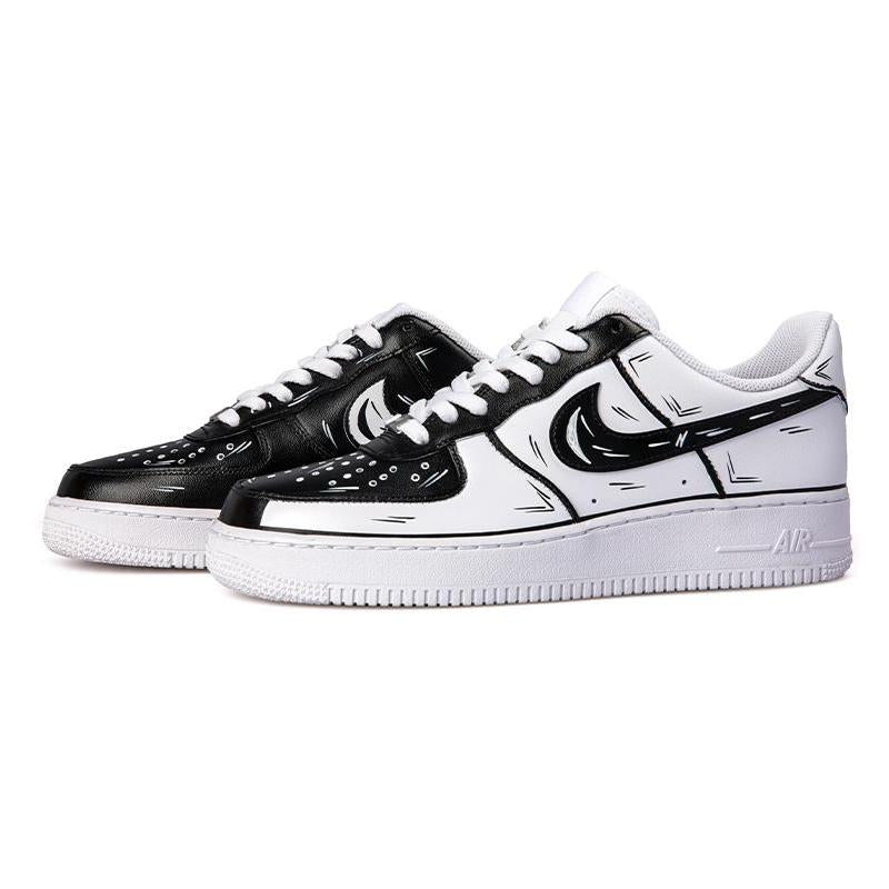 [Custom AF1 Yin-Yang 2D Black and White]  Air Force 1 Skateboarding Shoes Women's Low-top Black/White