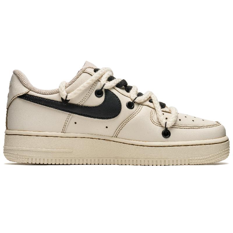 [Custom Women's coffee bright orange]  Air Force 1 Skateboard Shoes Women's Low-Top Beige