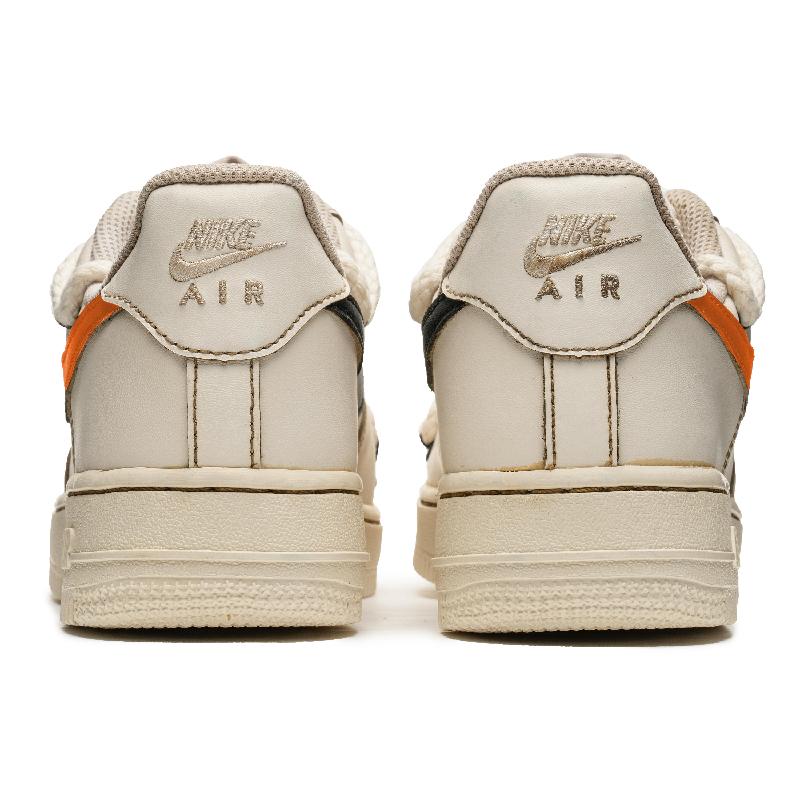 [Custom Women's coffee bright orange]  Air Force 1 Skateboard Shoes Women's Low-Top Beige