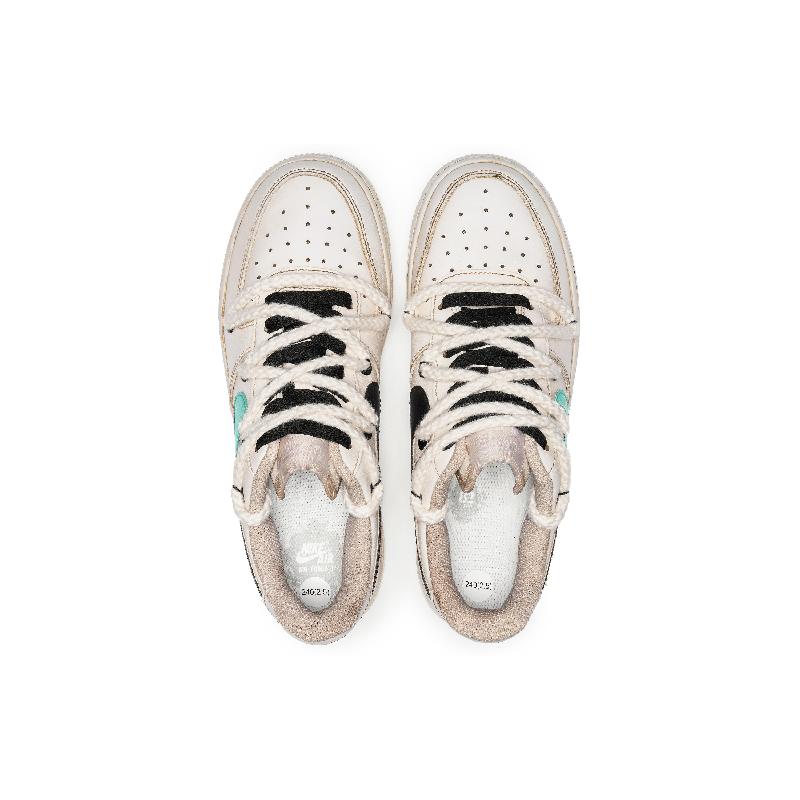[Custom Women's coffee Tiffany]  Air Force 1 Skateboard Shoes Women's Low-Top Beige/Green