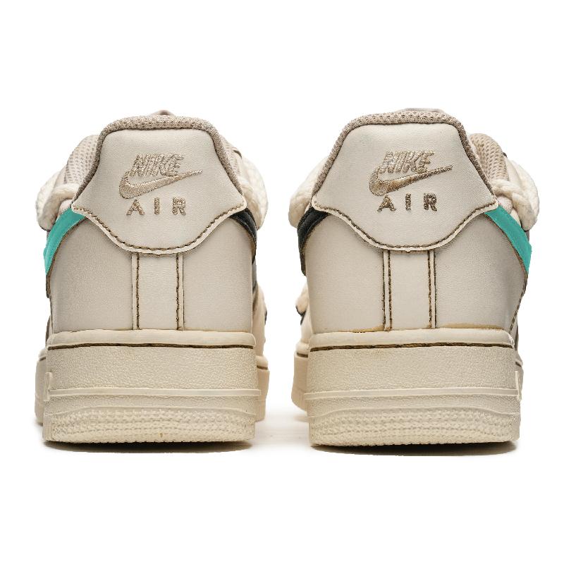 [Custom Women's coffee Tiffany]  Air Force 1 Skateboard Shoes Women's Low-Top Beige/Green