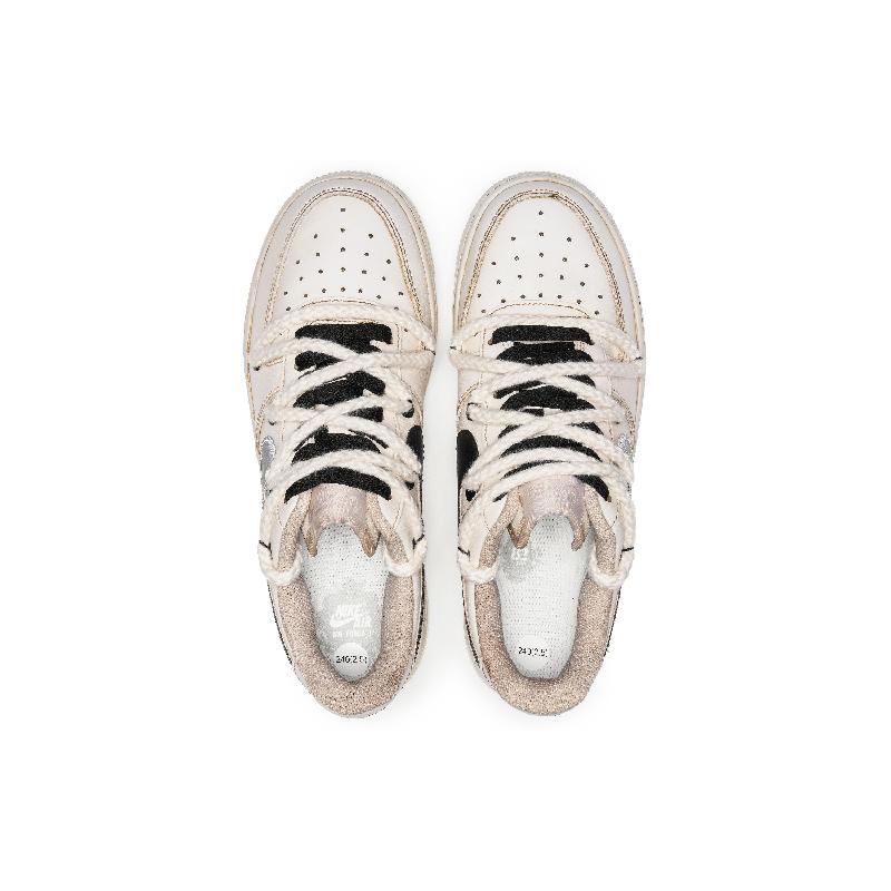 [Custom Women's coffee silver]  Air Force 1 Skateboard Shoes Women's Low-Top Beige/Silver
