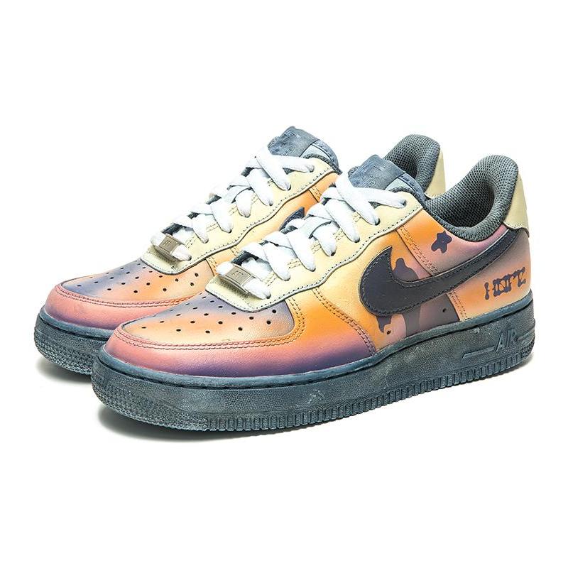 [Custom Women's sunset black orange]  Air Force 1 Skateboarding Shoes Women's Low-top Black/Orange