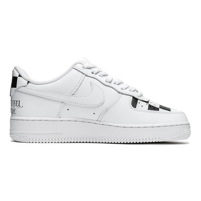 [Custom Female eye checkered black and white]  Air Force 1 Skateboarding Shoes Women's Low-top White/Black
