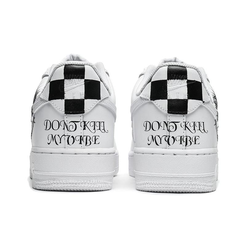 [Custom Female eye checkered black and white]  Air Force 1 Skateboarding Shoes Women's Low-top White/Black