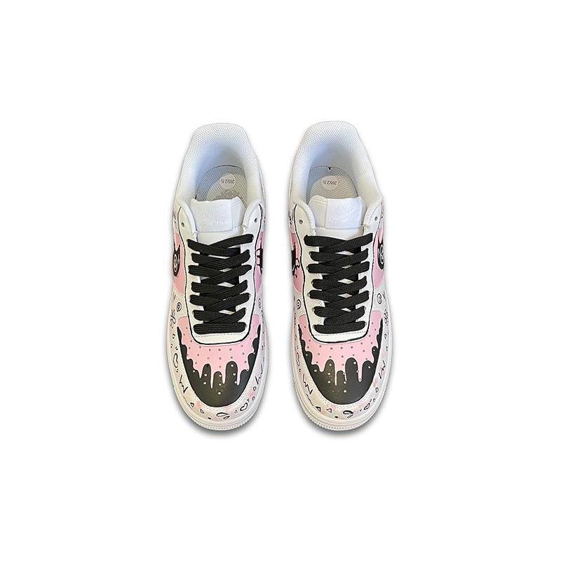 [Custom Sweetheart Chocolate]  Air Force 1 Skateboarding Shoes Women's Low-top Black/powder