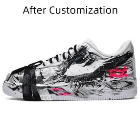 [Custom Female dark hero black and white pink] Nike Air Force 1 Skateboarding Shoes Women's Low-top Core Black / Cloud White / Team Shock Pink 2