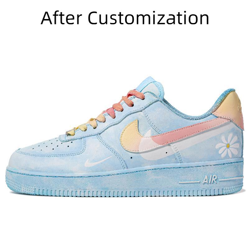 [Custom North Carolina Blue -BOX] Nike Air Force 1 Skateboarding Shoes Women's