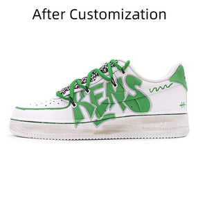 [Custom Female KENS are white and green] Nike Air Force 1 Skateboarding Shoes Women's Low-top White/green