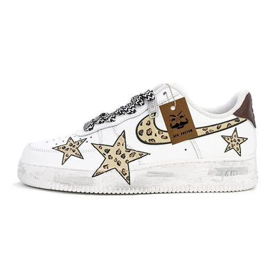 [Custom Women's limited edition white and brown for the Year of the Tiger]  Air Force 1 Skateboarding Shoes Women's