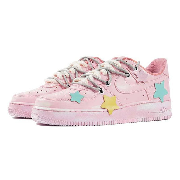 [Custom Retro scratch card for women]  Air Force 1 Skateboarding Shoes Women's Low-top Pink