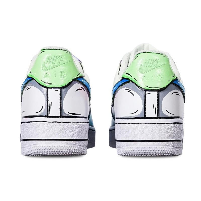 [Custom 2D orange purple green]  Air Force 1 Skateboarding Shoes Women's Low-top Blue, Yellow, Purple, White