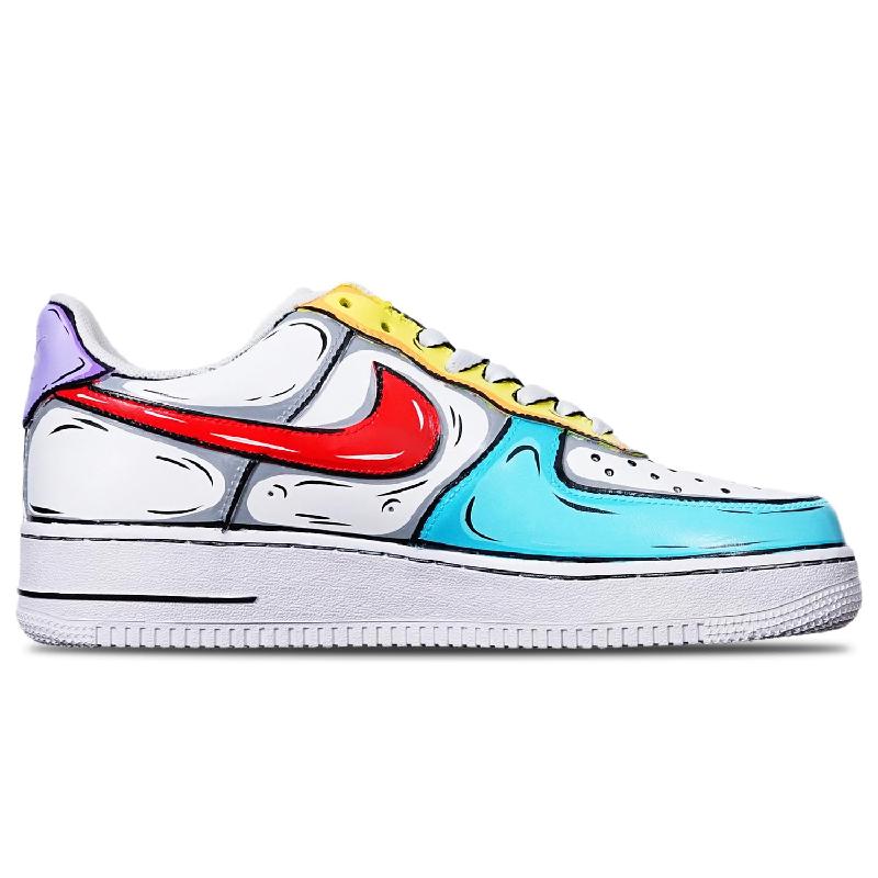 [Custom 2D blue Yellow Purple]  Air Force 1 Skateboarding Shoes Women's