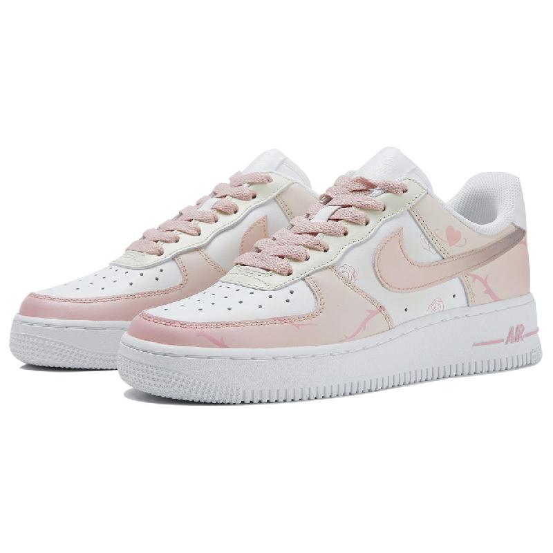 [Custom The heart-fluttering rose is pink and white]  Air Force 1 Skateboarding Shoes Women's