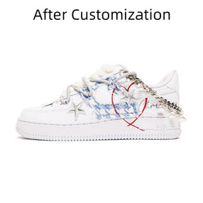 [Custom Christmas blue diamond-shaped pearl women's edition] Nike Air Force 1 Skateboarding Shoes Women's
