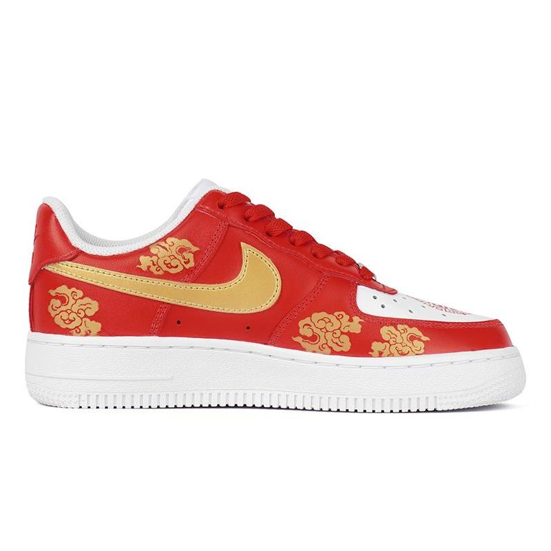 [Custom Women's low-top Xiangyun wedding shoes in red gold]  Air Force 1 Skateboarding Shoes Women's