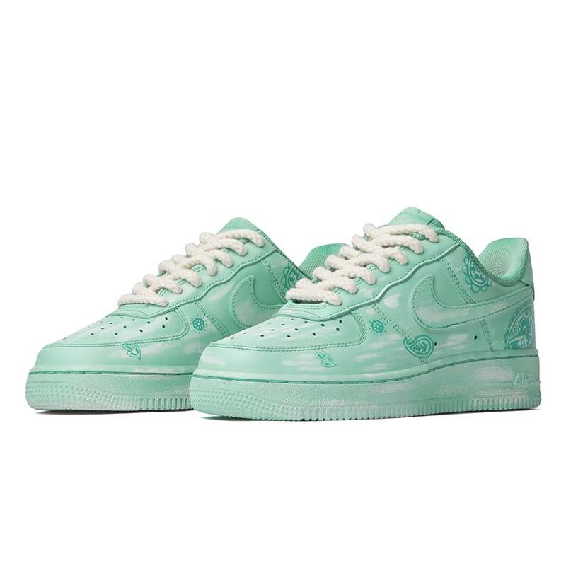 [Custom Women's ocean-themed cashew flower sneakers]  Air Force 1 Skateboarding Shoes Women's