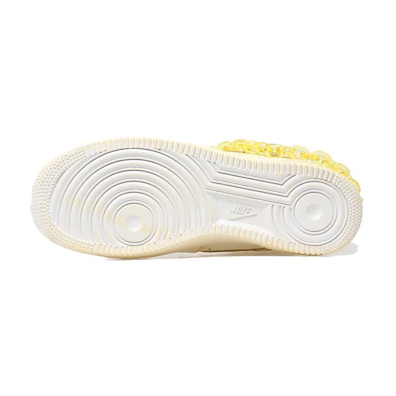 [Custom Women's dyed aged chain yellow]  Air Force 1 Skateboarding Shoes Women's Low-top Yellow