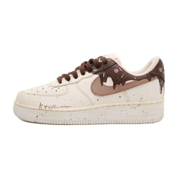 [Custom Chocolate girl]  Air Force 1 Skateboarding Shoes Women's Low-top Yellow/Brown
