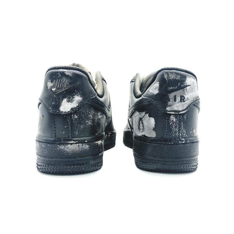 [Custom Women's style with aged scratches in black]  Air Force 1 Skateboarding Shoes Women's Low-top Black