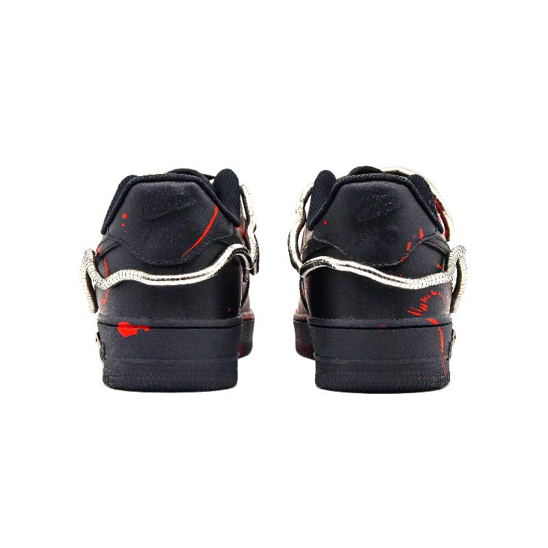 [Custom The female version of the Soaring Snake]  Air Force 1 Skateboarding Shoes Women's Low-top Black/Red