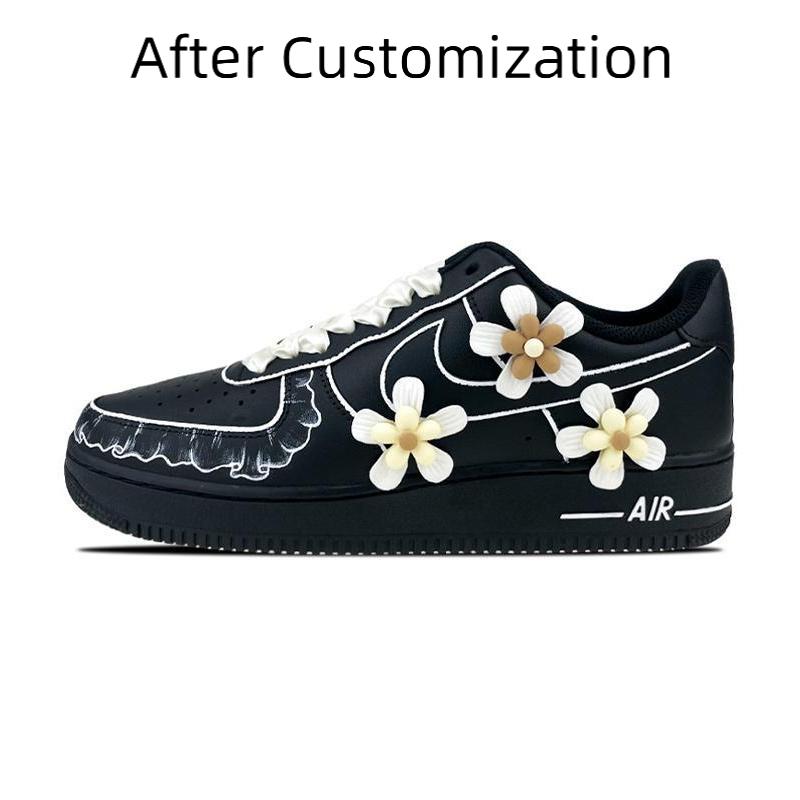 [Custom Three-dimensional flowers for women] Nike Air Force 1 Skateboarding Shoes Women's