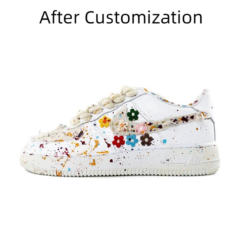 [Custom Valentine's Day sticker flowers] Nike Air Force 1 Skateboarding Shoes Women's