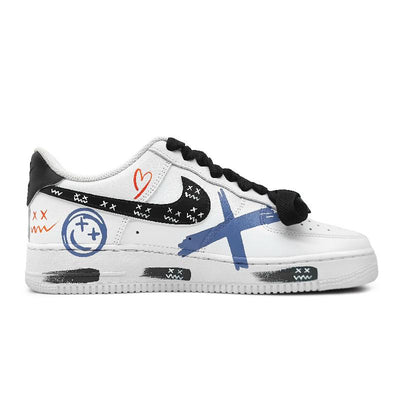 [Custom Fluid Flamboyant Blue And Orange Style]  Air Force 1 Skateboarding Shoes Low-top Blue/Orange