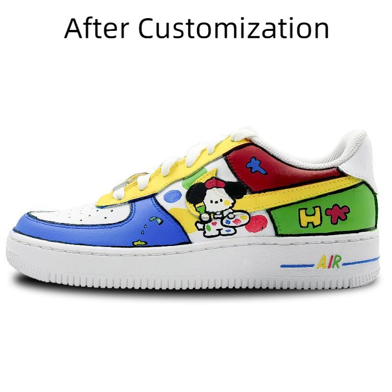 [Custom Art painter] Nike Air Force 1 Skateboarding Shoes Women's Low-top Yellow