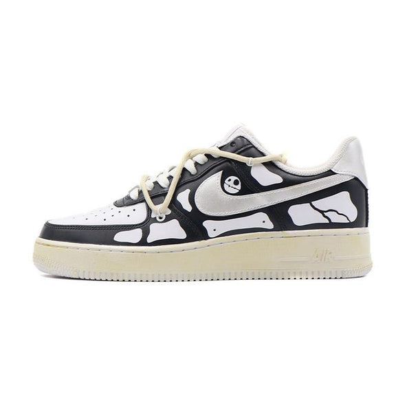 [Custom The skull's toes are black and white.]  Air Force 1 Skateboarding Shoes Women's Low-top Black/white