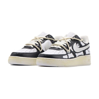 [Custom The skull's toes are black and white.]  Air Force 1 Skateboarding Shoes Women's Low-top Black/white
