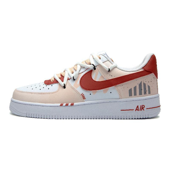 [Custom Red mark]  Air Force 1 Skateboarding Shoes Women's Low-top Red