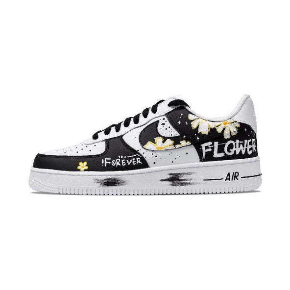 [Custom Encounter Daisy women's style]  Air Force 1 Skateboarding Shoes Women's Low-top White/yellow