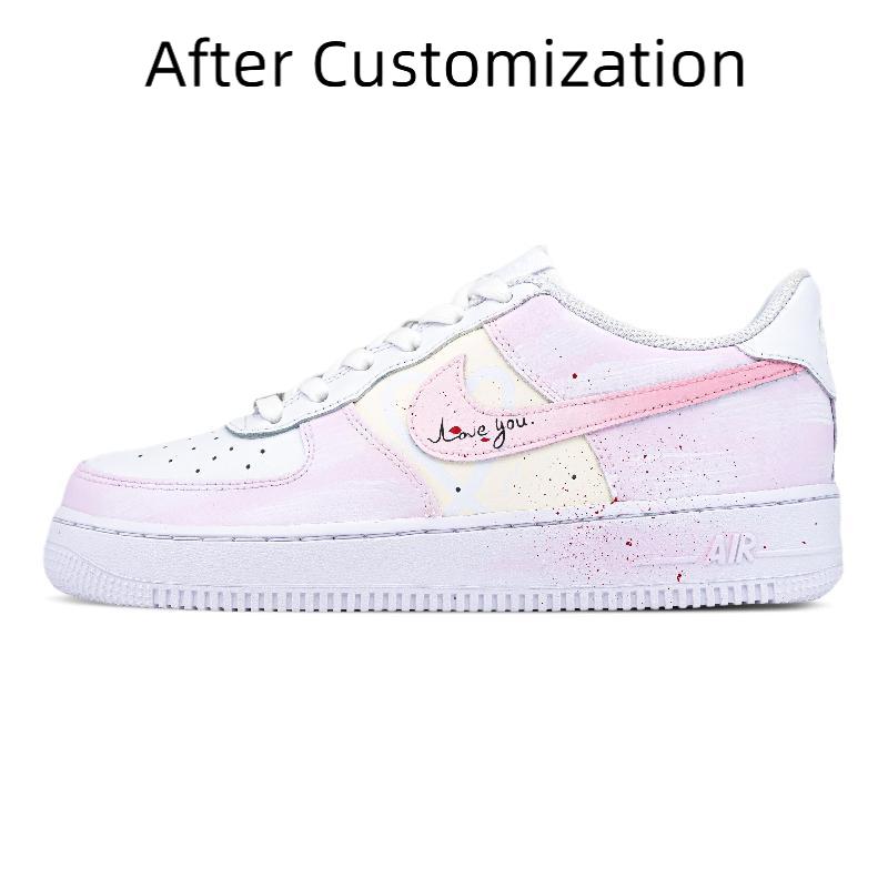 [Custom Secret Love words] Nike Air Force 1 Skateboarding Shoes Women's Low-top White