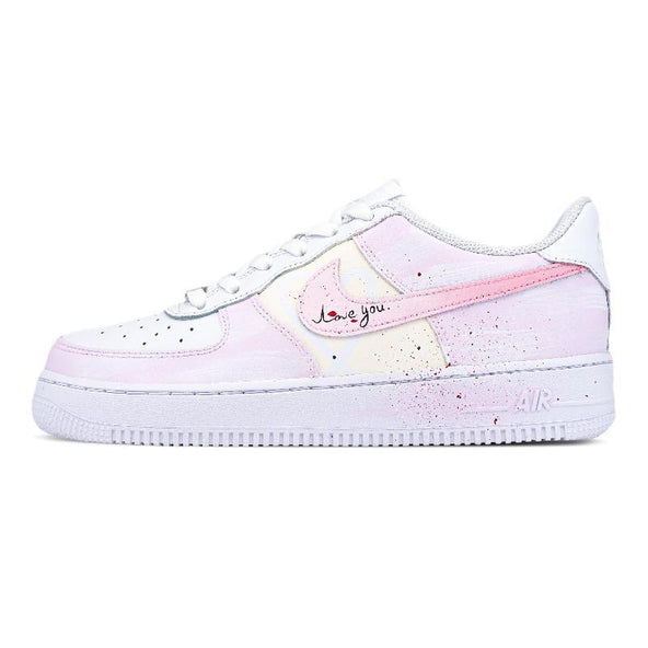 [Custom Secret Love words]  Air Force 1 Skateboarding Shoes Women's Low-top White