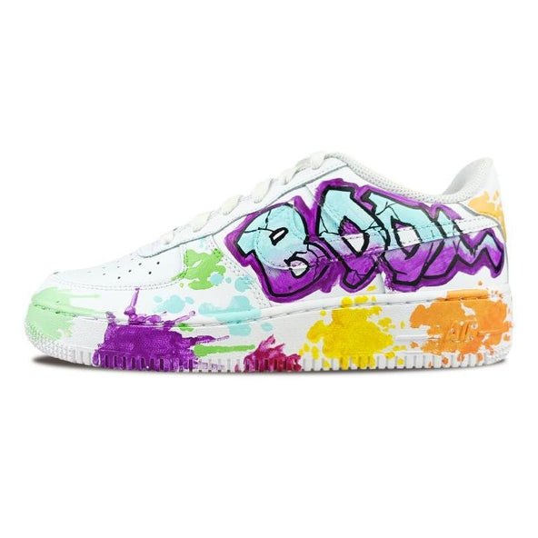 [Custom Fruit Juice Candy - Color Explosion]  Air Force 1 Skateboarding Shoes Women's Low-top Blue/Yellow
