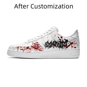 [Custom Red restricted area] Nike Air Force 1 Kids' Skateboarding Shoes Grade School