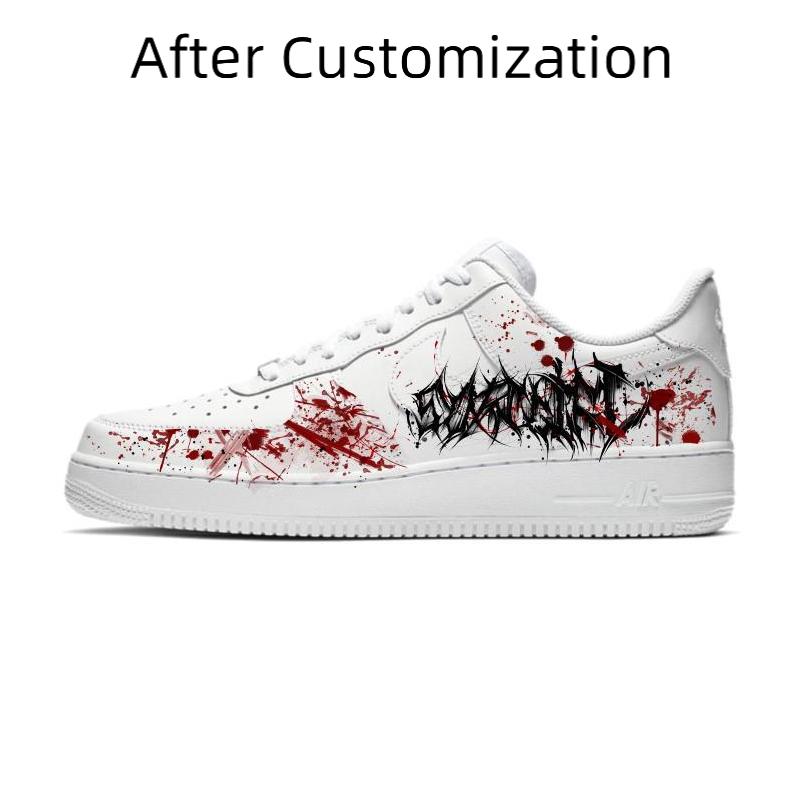 [Custom Red restricted area] Nike Air Force 1 Kids' Skateboarding Shoes Grade School