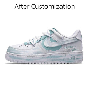 [Custom Mint marshmallows] Nike Air Force 1 Skateboard Shoes Women's Low-Top Blue/White