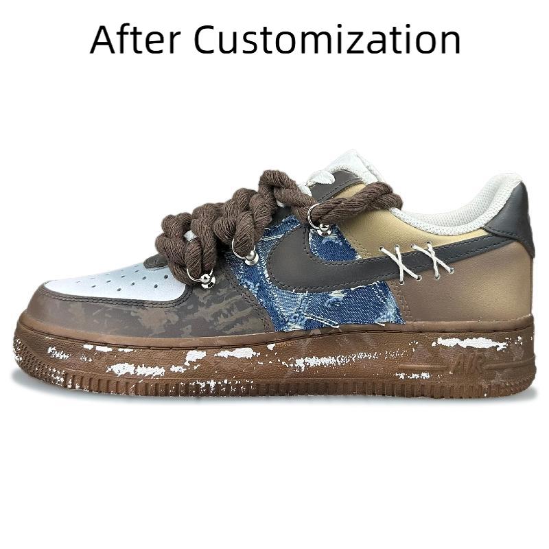 [Custom Female Ruins Apostle] Nike Air Force 1 Skateboarding Shoes Women's Low-top Brown/black/blue