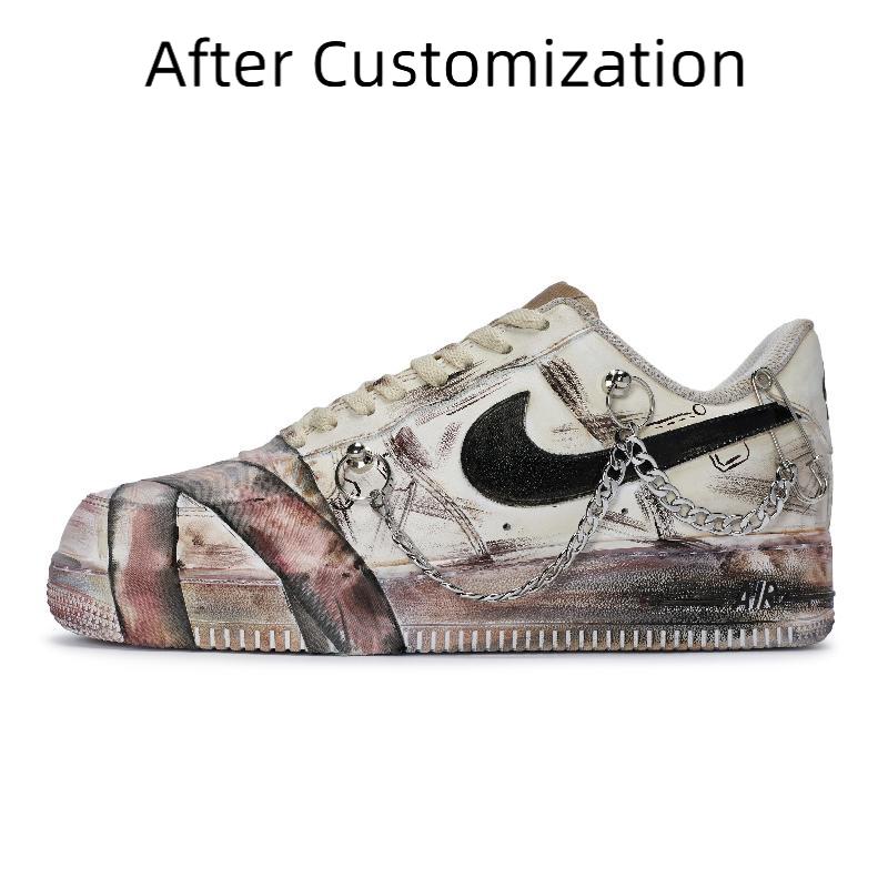 [Custom Female field medical officer] Nike Air Force 1 Skateboarding Shoes Women's Low-top Beige