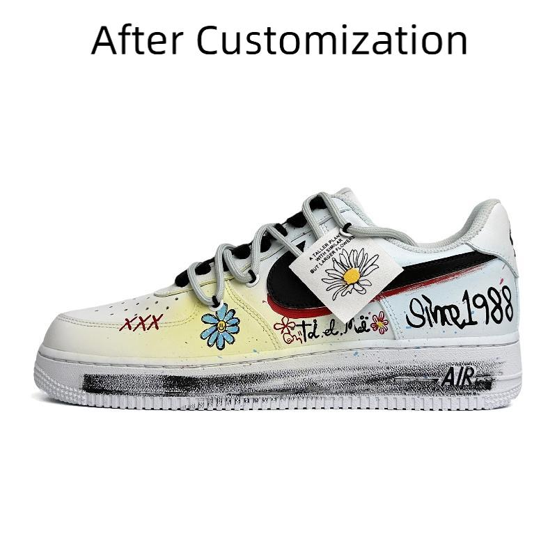[Custom Daisy's Appointment in black and White for women] Nike Air Force 1 Skateboarding Shoes Women's