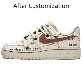 [Custom Female coffee brown bullet screen] Nike Air Force 1 Kids' Skateboarding Shoes Grade School